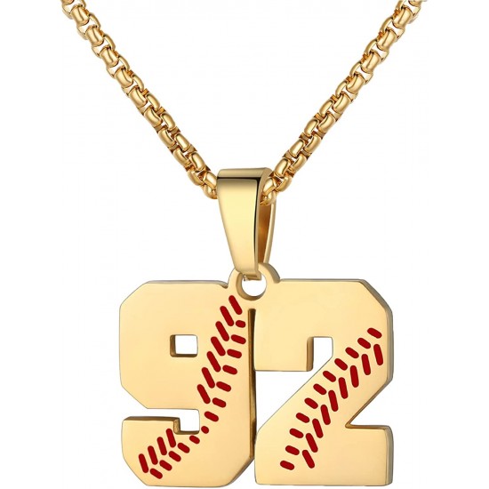 Baseball Number Necklace for Boy Athletes Jersey Number Necklace Stainless Steel Chain Baseball Charm Pendant Personalized Baseball Gift for Men