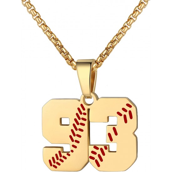 Baseball Number Necklace for Boy Athletes Jersey Number Necklace Stainless Steel Chain Baseball Charm Pendant Personalized Baseball Gift for Men