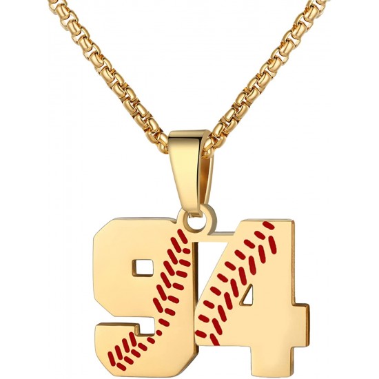 Baseball Number Necklace for Boy Athletes Jersey Number Necklace Stainless Steel Chain Baseball Charm Pendant Personalized Baseball Gift for Men