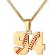 Baseball Number Necklace for Boy Athletes Jersey Number Necklace Stainless Steel Chain Baseball Charm Pendant Personalized Baseball Gift for Men