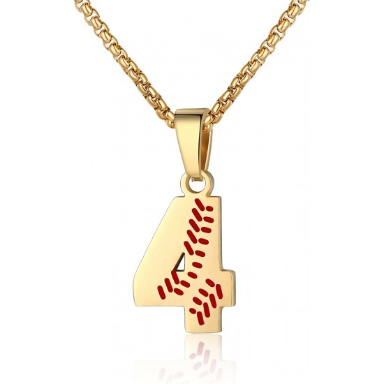 Baseball Number Necklace for Boy Athletes Jersey Number Necklace Stainless Steel Chain Baseball Charm Pendant Personalized Baseball Gift for Men