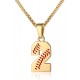 Baseball Number Necklace for Boy Athletes Jersey Number Necklace Stainless Steel Chain Baseball Charm Pendant Personalized Baseball Gift for Men