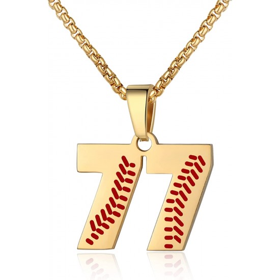 Baseball Number Necklace for Boy Athletes Jersey Number Necklace Stainless Steel Chain Baseball Charm Pendant Personalized Baseball Gift for Men