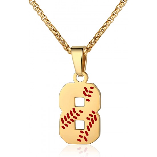 Baseball Number Necklace for Boy Athletes Jersey Number Necklace Stainless Steel Chain Baseball Charm Pendant Personalized Baseball Gift for Men