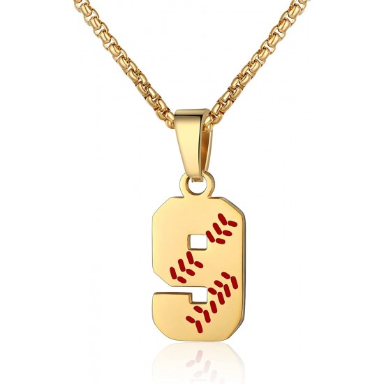 Baseball Number Necklace for Boy Athletes Jersey Number Necklace Stainless Steel Chain Baseball Charm Pendant Personalized Baseball Gift for Men