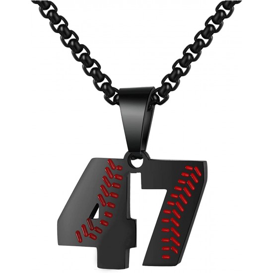 Baseball Number Necklace for Boy Athletes Jersey Number Necklace Stainless Steel Chain Baseball Charm Pendant Personalized Baseball Gift for Men