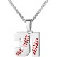 Baseball Number Necklace for Boy Athletes Jersey Number Necklace Stainless Steel Chain Baseball Charm Pendant Personalized Baseball Gift for Men