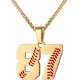 Baseball Number Necklace for Boy Athletes Jersey Number Necklace Stainless Steel Chain Baseball Charm Pendant Personalized Baseball Gift for Men