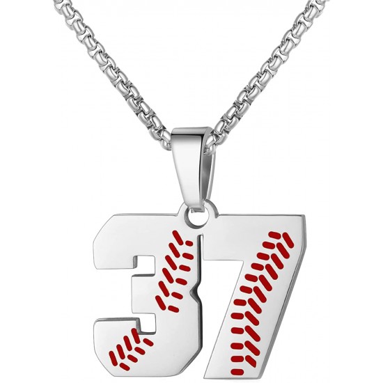 Baseball Number Necklace for Boy Athletes Jersey Number Necklace Stainless Steel Chain Baseball Charm Pendant Personalized Baseball Gift for Men