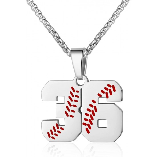 Baseball Number Necklace for Boy Athletes Jersey Number Necklace Stainless Steel Chain Baseball Charm Pendant Personalized Baseball Gift for Men