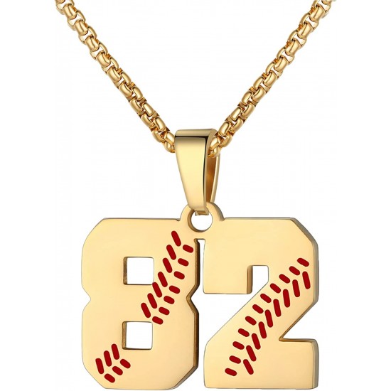 Baseball Number Necklace for Boy Athletes Jersey Number Necklace Stainless Steel Chain Baseball Charm Pendant Personalized Baseball Gift for Men