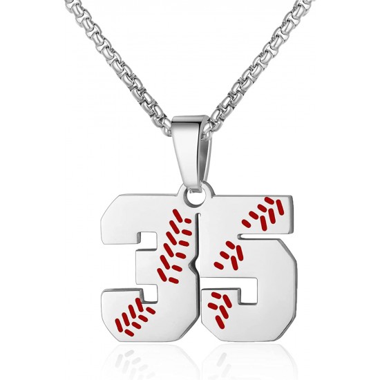 Baseball Number Necklace for Boy Athletes Jersey Number Necklace Stainless Steel Chain Baseball Charm Pendant Personalized Baseball Gift for Men