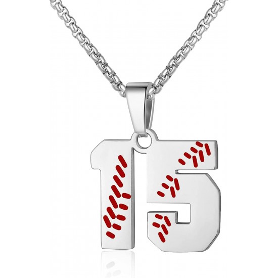 Baseball Number Necklace for Boy Athletes Jersey Number Necklace Stainless Steel Chain Baseball Charm Pendant Personalized Baseball Gift for Men