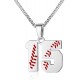 Baseball Number Necklace for Boy Athletes Jersey Number Necklace Stainless Steel Chain Baseball Charm Pendant Personalized Baseball Gift for Men