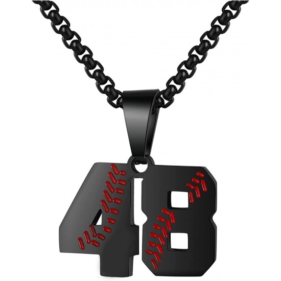 Baseball Number Necklace for Boy Athletes Jersey Number Necklace Stainless Steel Chain Baseball Charm Pendant Personalized Baseball Gift for Men