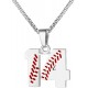 Baseball Number Necklace for Boy Athletes Jersey Number Necklace Stainless Steel Chain Baseball Charm Pendant Personalized Baseball Gift for Men