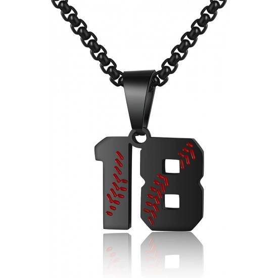 Baseball Number Necklace for Boy Athletes Jersey Number Necklace Stainless Steel Chain Baseball Charm Pendant Personalized Baseball Gift for Men