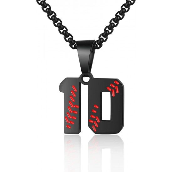 Baseball Number Necklace for Boy Athletes Jersey Number Necklace Stainless Steel Chain Baseball Charm Pendant Personalized Baseball Gift for Men