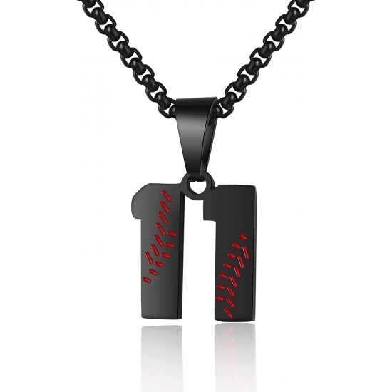 Baseball Number Necklace for Boy Athletes Jersey Number Necklace Stainless Steel Chain Baseball Charm Pendant Personalized Baseball Gift for Men