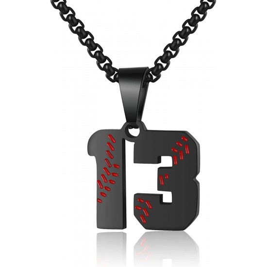 Baseball Number Necklace for Boy Athletes Jersey Number Necklace Stainless Steel Chain Baseball Charm Pendant Personalized Baseball Gift for Men