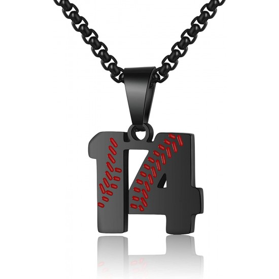 Baseball Number Necklace for Boy Athletes Jersey Number Necklace Stainless Steel Chain Baseball Charm Pendant Personalized Baseball Gift for Men