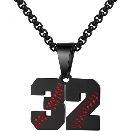 Baseball Number Necklace for Boy Athletes Jersey Number Necklace Stainless Steel Chain Baseball Charm Pendant Personalized Baseball Gift for Men