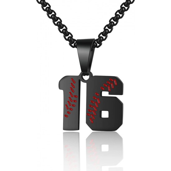 Baseball Number Necklace for Boy Athletes Jersey Number Necklace Stainless Steel Chain Baseball Charm Pendant Personalized Baseball Gift for Men