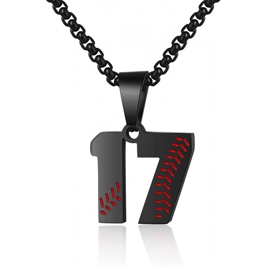 Baseball Number Necklace for Boy Athletes Jersey Number Necklace Stainless Steel Chain Baseball Charm Pendant Personalized Baseball Gift for Men