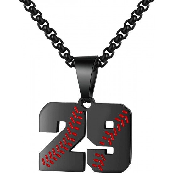 Baseball Number Necklace for Boy Athletes Jersey Number Necklace Stainless Steel Chain Baseball Charm Pendant Personalized Baseball Gift for Men