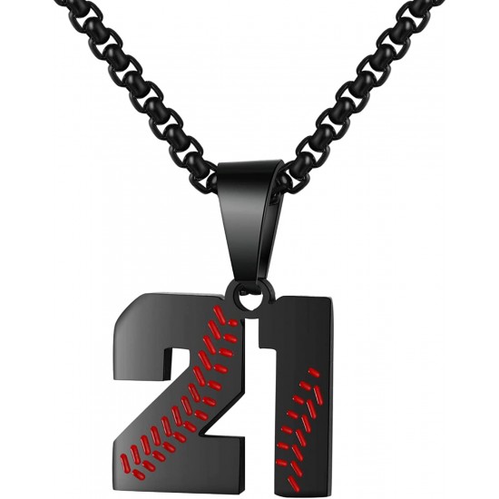 Baseball Number Necklace for Boy Athletes Jersey Number Necklace Stainless Steel Chain Baseball Charm Pendant Personalized Baseball Gift for Men