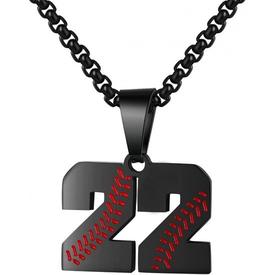 Baseball Number Necklace for Boy Athletes Jersey Number Necklace Stainless Steel Chain Baseball Charm Pendant Personalized Baseball Gift for Men