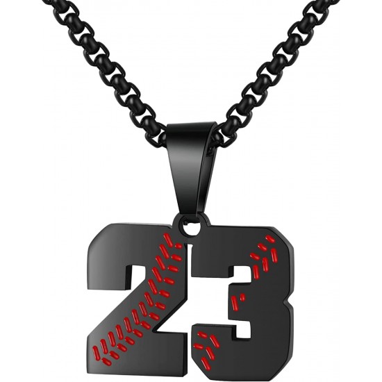 Baseball Number Necklace for Boy Athletes Jersey Number Necklace Stainless Steel Chain Baseball Charm Pendant Personalized Baseball Gift for Men