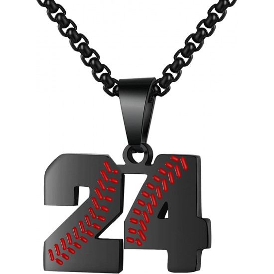 Baseball Number Necklace for Boy Athletes Jersey Number Necklace Stainless Steel Chain Baseball Charm Pendant Personalized Baseball Gift for Men