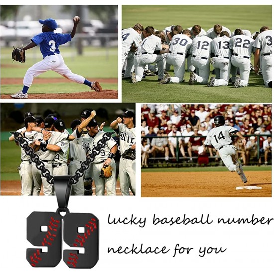 Baseball Number Necklace for Boy Athletes Jersey Number Necklace Stainless Steel Chain Baseball Charm Pendant Personalized Baseball Gift for Men