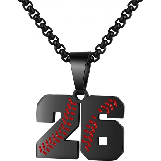 Baseball Number Necklace for Boy Athletes Jersey Number Necklace Stainless Steel Chain Baseball Charm Pendant Personalized Baseball Gift for Men