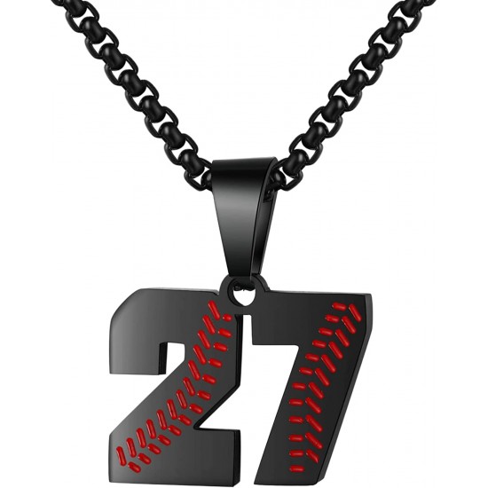 Baseball Number Necklace for Boy Athletes Jersey Number Necklace Stainless Steel Chain Baseball Charm Pendant Personalized Baseball Gift for Men