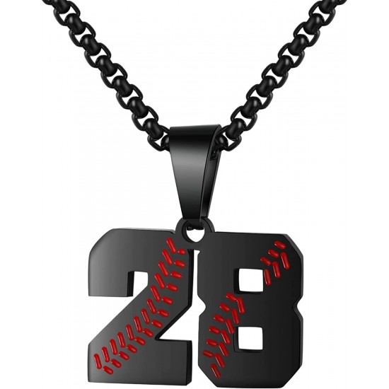 Baseball Number Necklace for Boy Athletes Jersey Number Necklace Stainless Steel Chain Baseball Charm Pendant Personalized Baseball Gift for Men