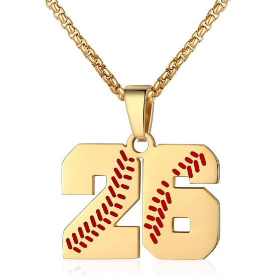 Baseball Number Necklace for Boy Athletes Jersey Number Necklace Stainless Steel Chain Baseball Charm Pendant Personalized Baseball Gift for Men