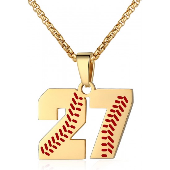 Baseball Number Necklace for Boy Athletes Jersey Number Necklace Stainless Steel Chain Baseball Charm Pendant Personalized Baseball Gift for Men