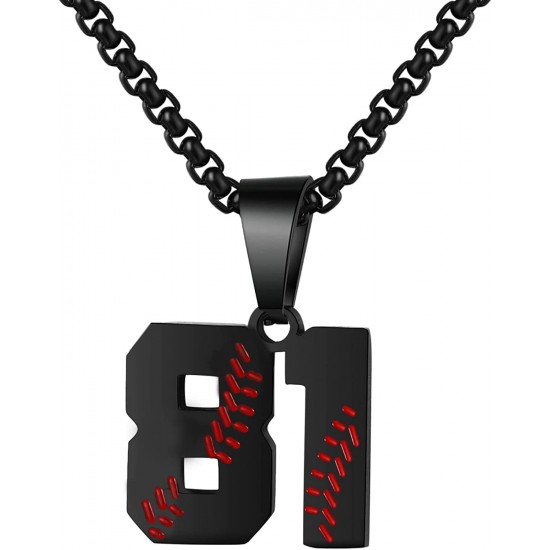 Baseball Number Necklace for Boy Athletes Jersey Number Necklace Stainless Steel Chain Baseball Charm Pendant Personalized Baseball Gift for Men