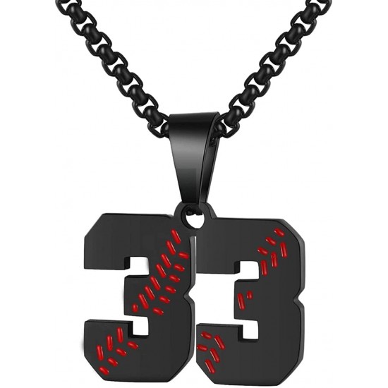 Baseball Number Necklace for Boy Athletes Jersey Number Necklace Stainless Steel Chain Baseball Charm Pendant Personalized Baseball Gift for Men