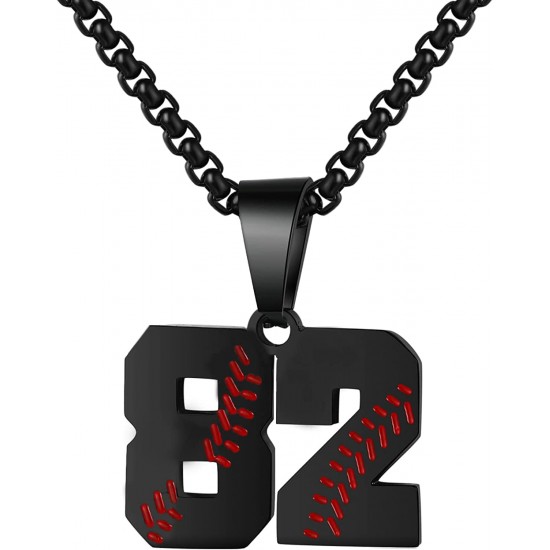 Baseball Number Necklace for Boy Athletes Jersey Number Necklace Stainless Steel Chain Baseball Charm Pendant Personalized Baseball Gift for Men