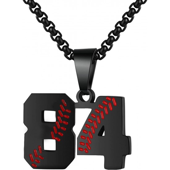 Baseball Number Necklace for Boy Athletes Jersey Number Necklace Stainless Steel Chain Baseball Charm Pendant Personalized Baseball Gift for Men