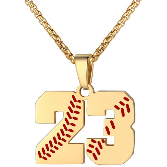 Baseball Number Necklace for Boy Athletes Jersey Number Necklace Stainless Steel Chain Baseball Charm Pendant Personalized Baseball Gift for Men