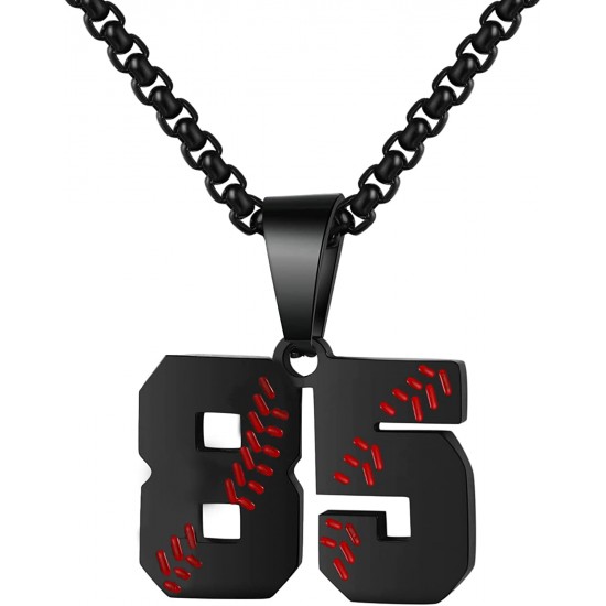 Baseball Number Necklace for Boy Athletes Jersey Number Necklace Stainless Steel Chain Baseball Charm Pendant Personalized Baseball Gift for Men