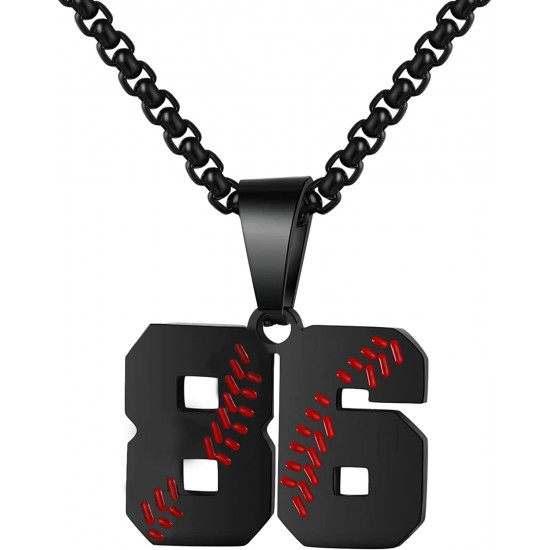 Baseball Number Necklace for Boy Athletes Jersey Number Necklace Stainless Steel Chain Baseball Charm Pendant Personalized Baseball Gift for Men