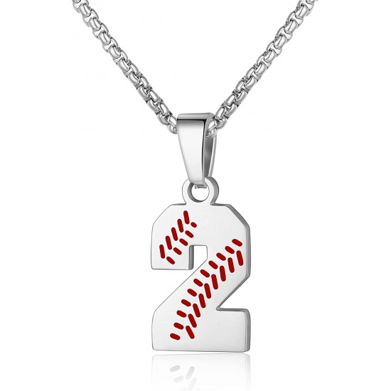 Baseball Number Necklace for Boy Athletes Jersey Number Necklace Stainless Steel Chain Baseball Charm Pendant Personalized Baseball Gift for Men