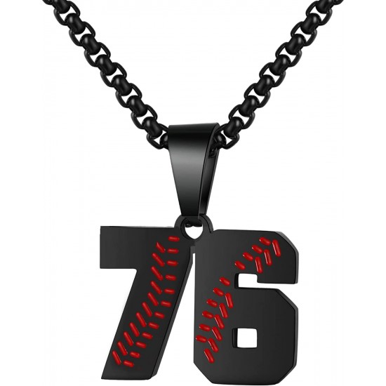 Baseball Number Necklace for Boy Athletes Jersey Number Necklace Stainless Steel Chain Baseball Charm Pendant Personalized Baseball Gift for Men