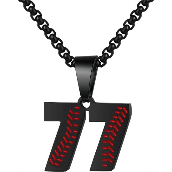 Baseball Number Necklace for Boy Athletes Jersey Number Necklace Stainless Steel Chain Baseball Charm Pendant Personalized Baseball Gift for Men