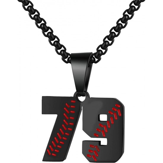 Baseball Number Necklace for Boy Athletes Jersey Number Necklace Stainless Steel Chain Baseball Charm Pendant Personalized Baseball Gift for Men